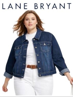 28W Lane Bryant Button Down Denim Jacket with Stretch